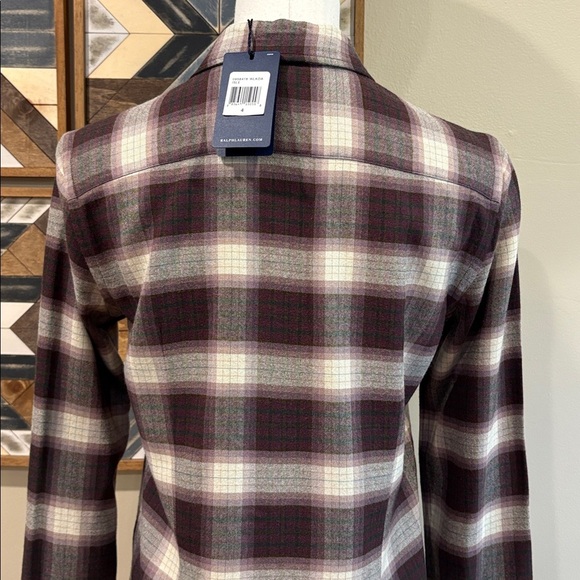 Ralph Lauren Women’s Plaid Wool Viscose Button Up Shirt size 4 NWT - Picture 6 of 11